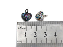 Load image into Gallery viewer, Clorful CZ Micro Pave Mini Heart Pendant, Heart Shaped Pave Pendant, Gold/Rose Gold/Silver/Gunmetal plated, 10mm, Sku#FH40