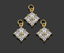 Load image into Gallery viewer, Gold Filled Big Clear CZ Micro Pave Flower Shape Pendant,14K Gold Filled Charm, Necklace Bracelet Charm Pendant,13x16mm,Sku#CP28
