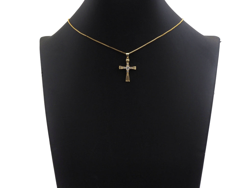 CZ Micro Pave Cross Shape Charm/Pendant, Gold Cross Shape Charm, Pave Cross Pendant,19x26mm, Sku#F1211