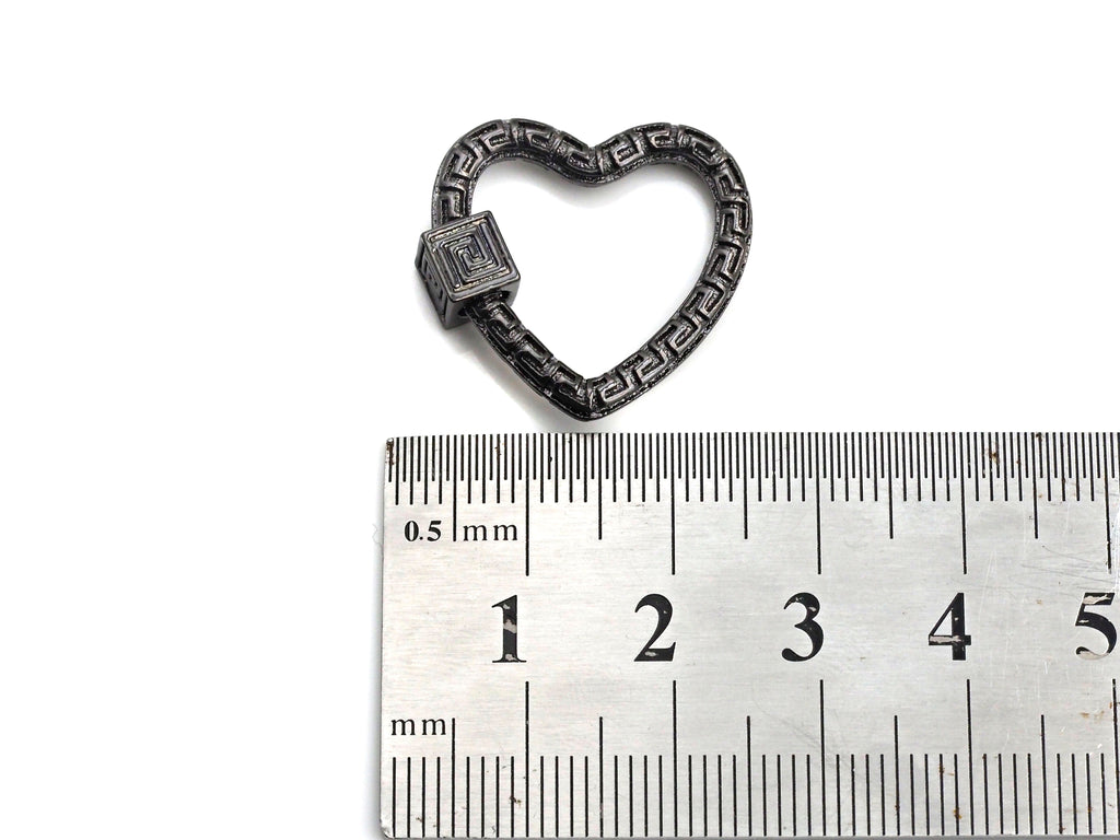 NEW Engraved Heart Shape Clasp, Heart Clasp, Gold/Silver/Rose Gold/Gunmetal Carabiner Clasp, 23mm, sku#H208