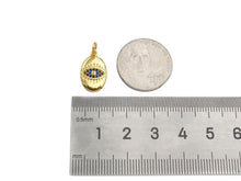 Load image into Gallery viewer, Cobalt Blue CZ Micro Pave Evil Eye On Oval Shape Pendant, 18K Gold Medallion Charm, Necklace Bracelet Charm Pendant,10x16mm,Sku#FH168