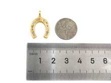 Load image into Gallery viewer, CZ Micro Pave Wishbone Shape Pendant, Cubic Zirconia Horseshoe Shape Charm, sku#L367