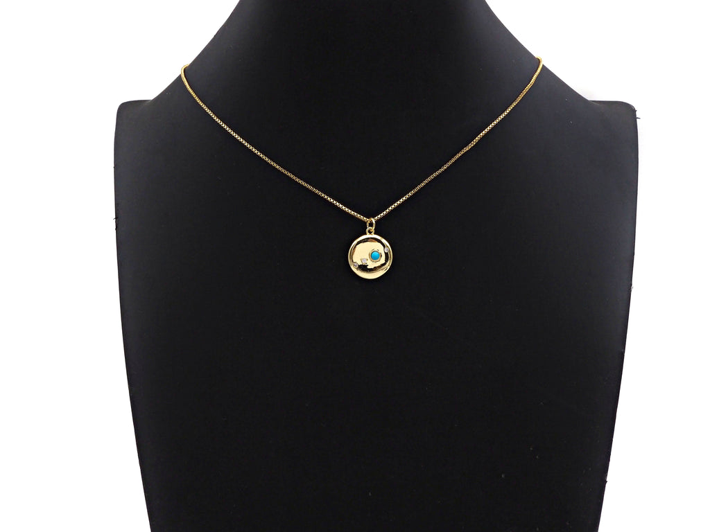Red Turquoise Stone Coin Pendant/Charm, Sku#L408