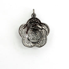 Load image into Gallery viewer, CZ Micro Pave Flower Pendant/Charm,Cubic Zirconia Paved Charm, Necklace Bracelet Charm Pendant, 23x25mm,sku#F493