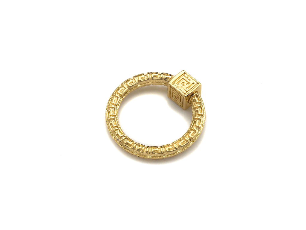 Engraved Round Ring Shape Clasp, CZ Pave Clasp, Gold/Silver/Rose Gold/Gunmetal Color Carabiner Clasp, 22.8mm, sku#H209