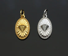 Load image into Gallery viewer, CZ Micro Pave Embossed Diamond On Oval Shape Pendant, Sku#F1229C