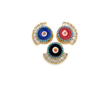 Load image into Gallery viewer, CZ Pave Enamel Evil Eye Pendant/Charm, Black/Blue/Red Evil eye,SKU#Z737C