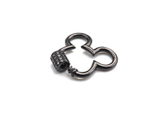 Load image into Gallery viewer, Clear CZ Micro pave Mickey Mouse Head Clasp, CZ Pave Lock, Carabiner Clasp, Chain Connector, 24x22mm,mm, sku#H273