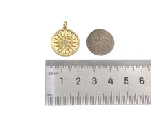 Load image into Gallery viewer, CZ Micro Pave Cupid's Arrow On Round Coin Shape Pendant,  Sku#F1369