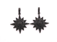Load image into Gallery viewer, Black CZ Pave On Black Micro Pave Star Charm Beads, Cubic Zirconia Paved Star Charm,32x36mm, sku#F541