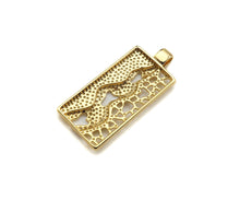 Load image into Gallery viewer, Hollow Out Foot On Rectangle Shape Pendant, 18K Gold Charm, Necklace Bracelet Charm Pendant,16x37mm,Sku#FH169