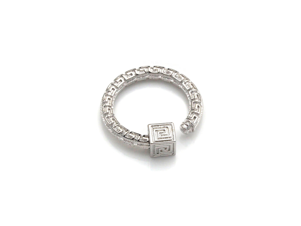 Engraved Round Ring Shape Clasp, CZ Pave Clasp, Gold/Silver/Rose Gold/Gunmetal Color Carabiner Clasp, 22.8mm, sku#H209