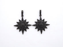 Load image into Gallery viewer, Black CZ Pave On Black Micro Pave Star Charm Beads, Cubic Zirconia Paved Star Charm,32x36mm, sku#F541