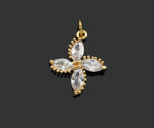 Load image into Gallery viewer, Gold Filled Big Clear CZ Micro Pave Clover Shape Pendant,14K Gold Filled Clover Charm, Necklace Bracelet Pendant,16x19mm,Sku#CP29