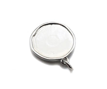 Load image into Gallery viewer, CZ Micro Pave Embossment Wolf Head On Round Coin Pendant/Charm, Sku#L409
