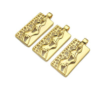 Load image into Gallery viewer, Hollow Out Foot On Rectangle Shape Pendant, 18K Gold Charm, Necklace Bracelet Charm Pendant,16x37mm,Sku#FH169