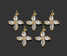 Load image into Gallery viewer, Gold Filled Big Clear CZ Micro Pave Clover Shape Pendant,14K Gold Filled Clover Charm, Necklace Bracelet Pendant,16x19mm,Sku#CP29