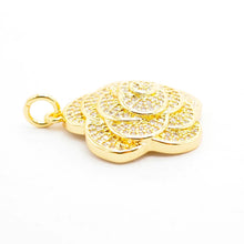 Load image into Gallery viewer, CZ Micro Pave Flower Pendant/Charm,Cubic Zirconia Paved Charm, Necklace Bracelet Charm Pendant, 23x25mm,sku#F493