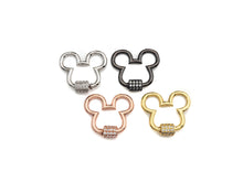 Load image into Gallery viewer, Clear CZ Micro pave Mickey Mouse Head Clasp, CZ Pave Lock, Carabiner Clasp, Chain Connector, 24x22mm,mm, sku#H273