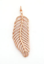 Load image into Gallery viewer, 56mm Large CZ Micro Pave Leaf Pendant with Jump Ring, Gold/Silver/Black/Rose Gold Plated, Cubic Zirconia Leaf Pendant/Charm,sku#F512