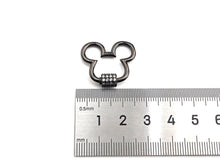 Load image into Gallery viewer, Clear CZ Micro pave Mickey Mouse Head Clasp, CZ Pave Lock, Carabiner Clasp, Chain Connector, 24x22mm,mm, sku#H273