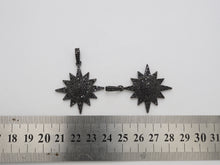 Load image into Gallery viewer, Black CZ Pave On Black Micro Pave Star Charm Beads, Cubic Zirconia Paved Star Charm,32x36mm, sku#F541