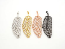 Load image into Gallery viewer, 56mm Large CZ Micro Pave Leaf Pendant with Jump Ring, Gold/Silver/Black/Rose Gold Plated, Cubic Zirconia Leaf Pendant/Charm,sku#F512
