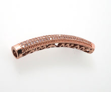 Load image into Gallery viewer, Clear CZ Pave  Half Full Pave Bar Tube Connector, CZ Pave Connector, Gold/Rose Gold/Black/Silver Spacer Tube, 5x40mm,sku#G399