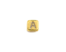 Load image into Gallery viewer, 8.5mm Cube Gold/Rose Gold/Silver Alphabet CZ Micro Pave Large Hol