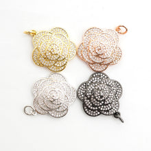 Load image into Gallery viewer, CZ Micro Pave Flower Pendant/Charm,Cubic Zirconia Paved Charm, Necklace Bracelet Charm Pendant, 23x25mm,sku#F493
