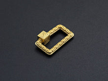 Load image into Gallery viewer, Engraved Rectangle Shape Clasp, CZ Pave Clasp, Gold/Silver/Rose Gold/Gunmetal Carabiner Clasp, 14x23mm, sku#H210