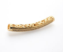 Load image into Gallery viewer, Clear CZ Pave  Half Full Pave Bar Tube Connector, CZ Pave Connector, Gold/Rose Gold/Black/Silver Spacer Tube, 5x40mm,sku#G399