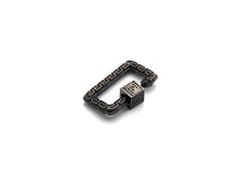 Load image into Gallery viewer, Engraved Rectangle Shape Clasp, CZ Pave Clasp, Gold/Silver/Rose Gold/Gunmetal Carabiner Clasp, 14x23mm, sku#H210