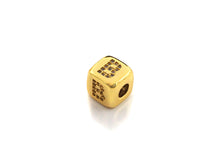 Load image into Gallery viewer, 8.5mm Cube Gold/Rose Gold/Silver Alphabet CZ Micro Pave Large Hol