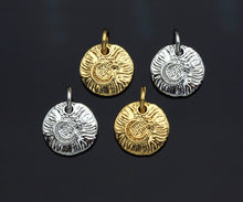 Load image into Gallery viewer, CZ Micro Pave Moon Star On Round Coin Shape Pendant, Gold/Silver Plated Jewelry, Necklace Bracelet Charm Pendant, 10mm,sku#F1230