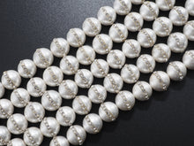 Load image into Gallery viewer, 6mm/8mm/10mm/12mm Round Pearl with rhinestone inlaid, White