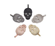 Load image into Gallery viewer, CZ Micro Pave Skull Shape Pendant/Charm,Cubic Zirconia Charm, Necklace Bracelet Charm Pendant,26x40mm, Sku#F1370