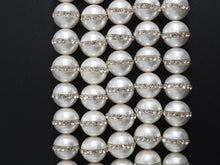 Load image into Gallery viewer, 6mm/8mm/10mm/12mm Round Pearl with rhinestone inlaid, White