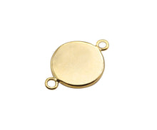 Load image into Gallery viewer, Gold Filled Pink Enamel Clover On Round Coin Shape Connector, 14K Gold Filled Clover Links, Necklace Bracelet Connector, 10x15mm, Sku#CP31