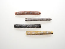 Load image into Gallery viewer, Clear CZ Pave  Half Full Pave Bar Tube Connector, CZ Pave Connector, Gold/Rose Gold/Black/Silver Spacer Tube, 5x40mm,sku#G399