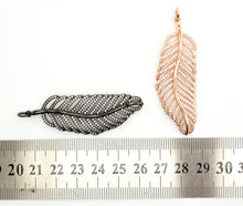 Load image into Gallery viewer, 56mm Large CZ Micro Pave Leaf Pendant with Jump Ring, Gold/Silver/Black/Rose Gold Plated, Cubic Zirconia Leaf Pendant/Charm,sku#F512