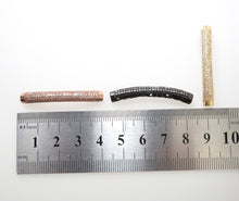 Load image into Gallery viewer, Clear CZ Pave  Half Full Pave Bar Tube Connector, CZ Pave Connector, Gold/Rose Gold/Black/Silver Spacer Tube, 5x40mm,sku#G399