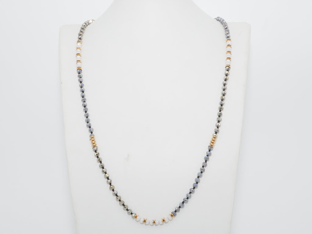 36 Long Hand Knotted Multi Color Crystal Necklace, sku #D30C