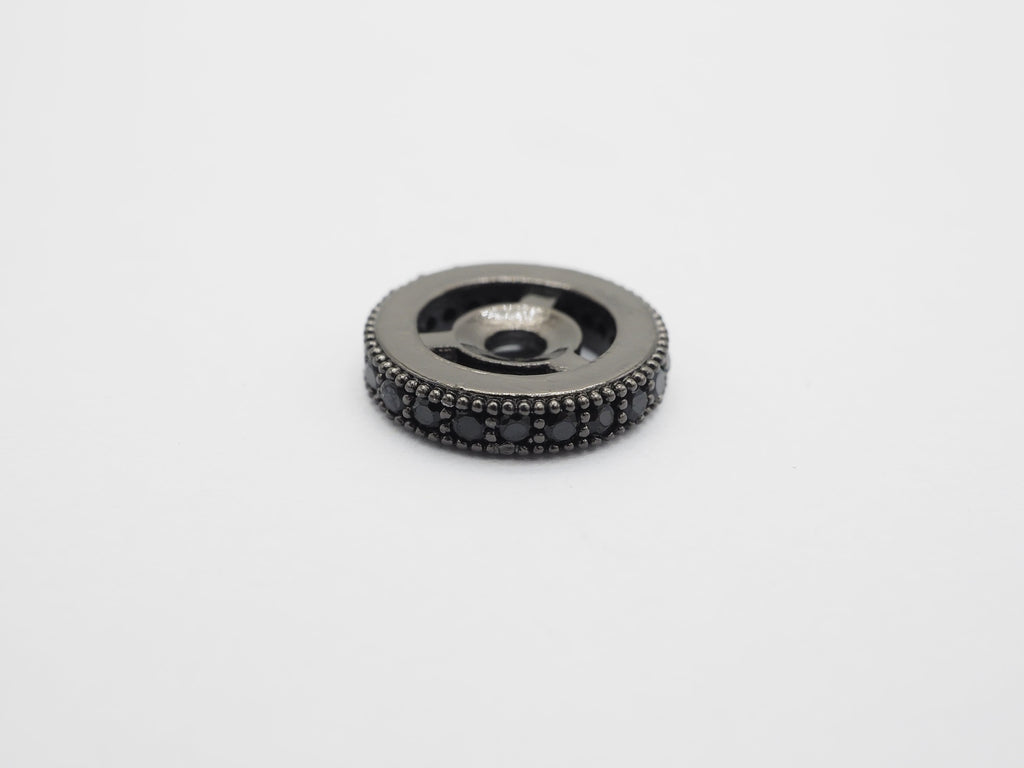 Micro Pave Black CZ On Black Wheel Spacer Beads, Cubic Zirconia Wheel Round Spacer Beads,Pave Beads,6/8/10/12mm, sku#C72