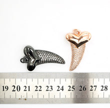 Load image into Gallery viewer, CZ Micro Pave Horn With Heart Pendant/Charm,Cubic Zirconia Paved Charm, Necklace Bracelet Charm Pendant, 22x37mm,sku#F513