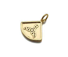 Load image into Gallery viewer, Gold Filled CZ Micro Pave Shark Tail On Fan Shape Pendant, 14K Gold Filled Charm, Necklace Bracelet Charm Pendant,15x14mm,Sku#CP32