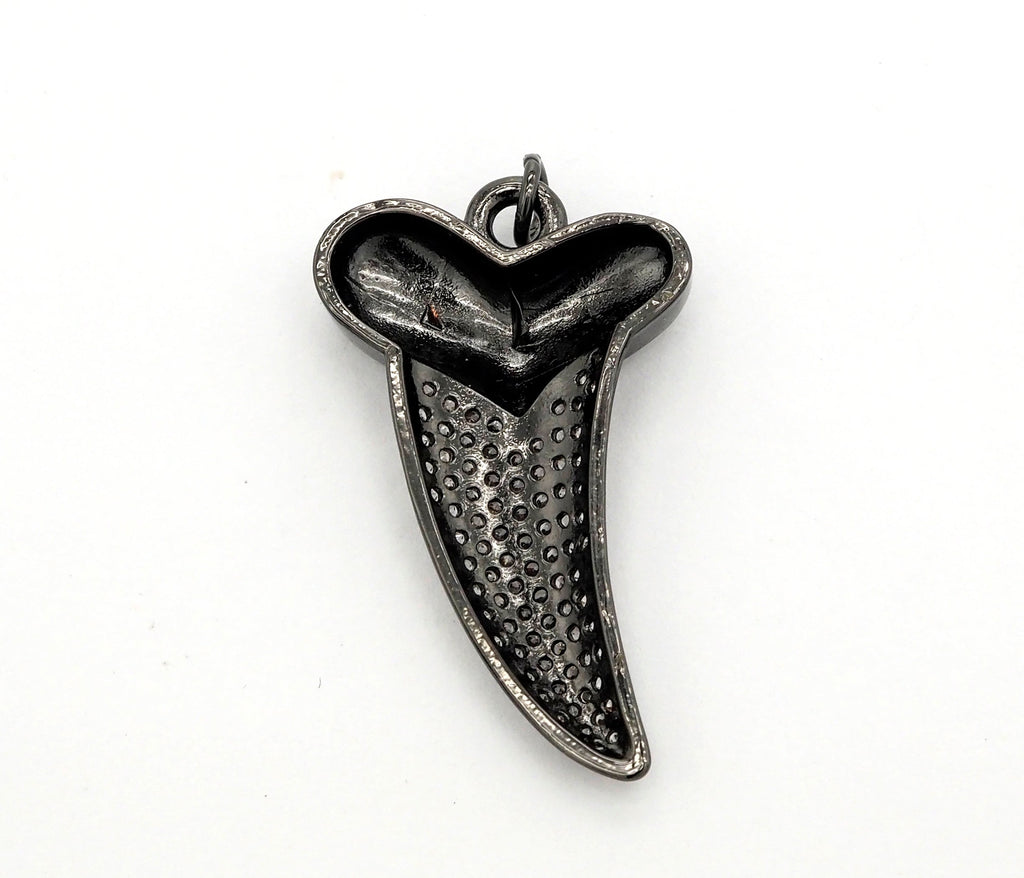 CZ Micro Pave Horn With Heart Pendant/Charm,Cubic Zirconia Paved Charm, Necklace Bracelet Charm Pendant, 22x37mm,sku#F513