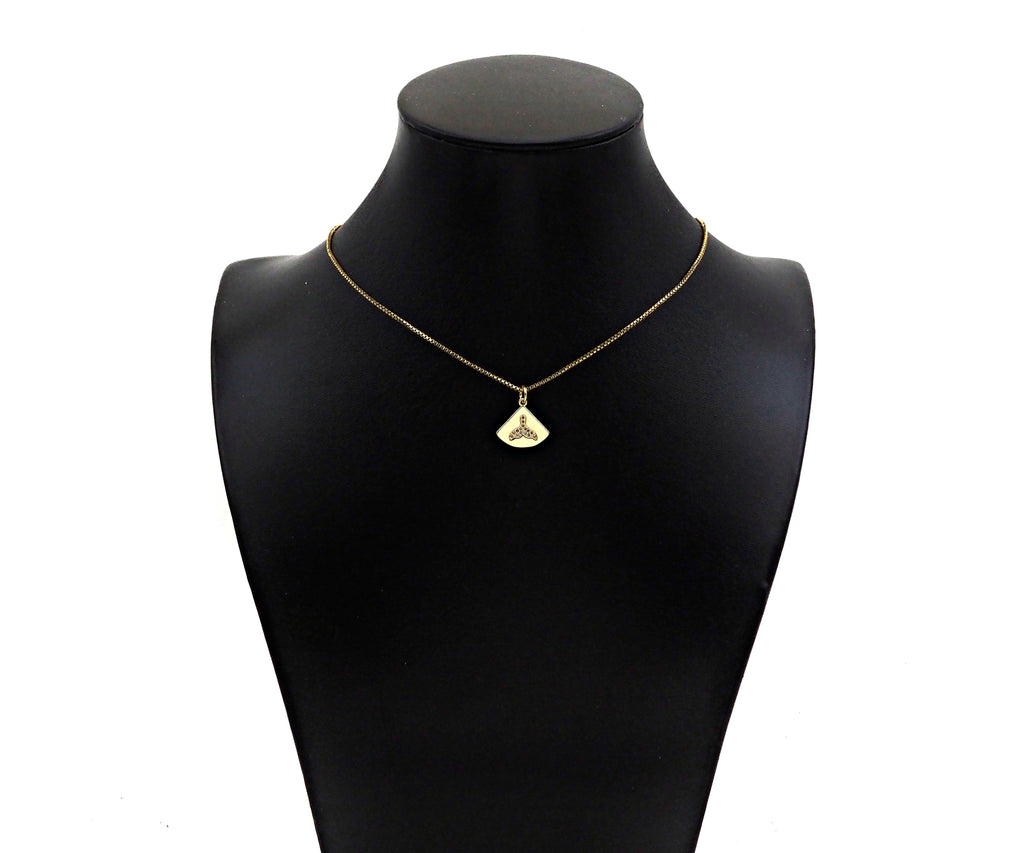 Gold Filled CZ Micro Pave Shark Tail On Fan Shape Pendant, 14K Gold Filled Charm, Necklace Bracelet Charm Pendant,15x14mm,Sku#CP32
