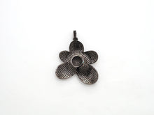 Load image into Gallery viewer, Black CZ Pave On Black Micro Pave Flower Charm Beads, Cubic Zirconia Paved Flower Charm,28x29/36x37mm, sku#F542