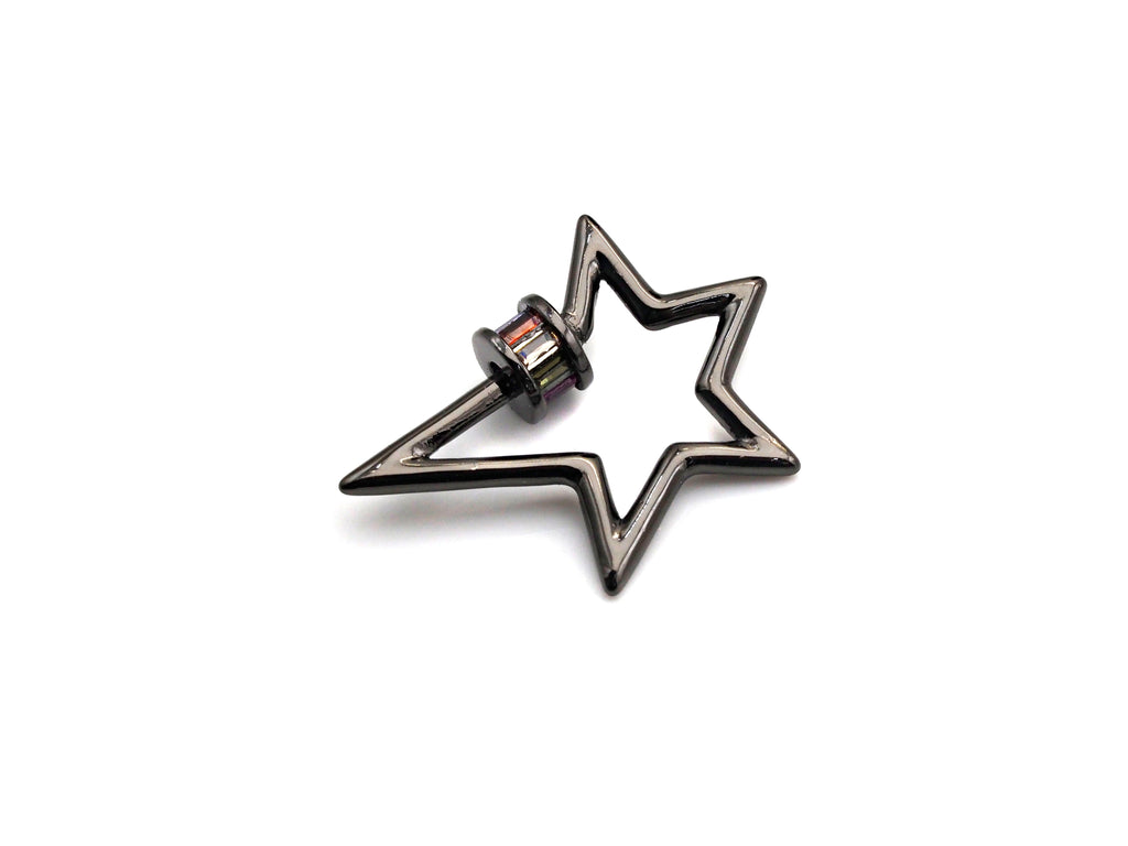 Baguette CZ Micro pave Star Shape Clasp, CZ Pave Clasp, Gold/Silver/Rose Gold/Gunmetal Carabiner Clasp, 20x27mm, sku#H213